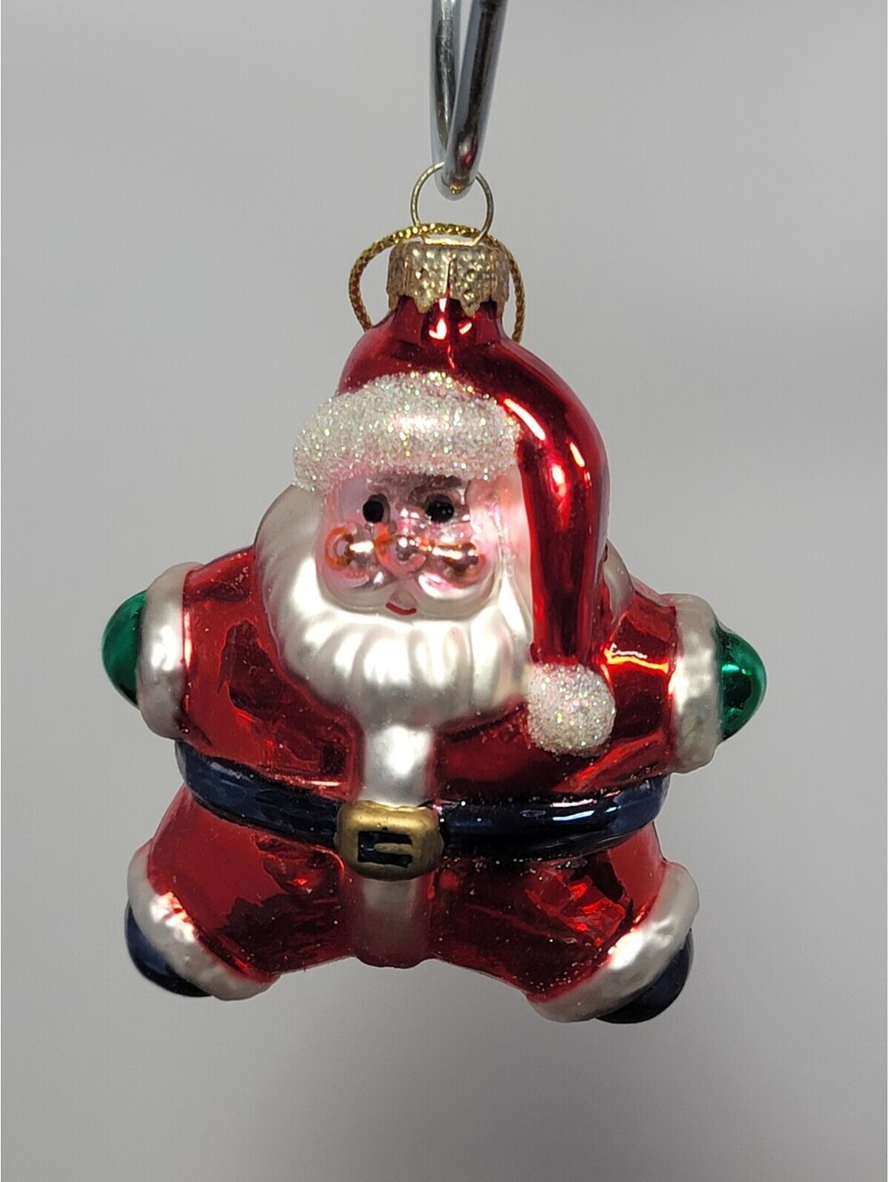 Vintage Thomas Pacconi Star Shaped Santa Hand Painted Glass Ornament